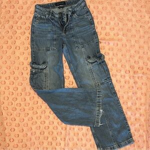 Aeropostale Blue Straight Leg Jeans with Cargo Pockets
